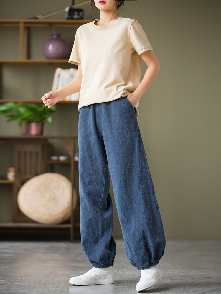 Women's casual linen pants,vintage cotton linen pants