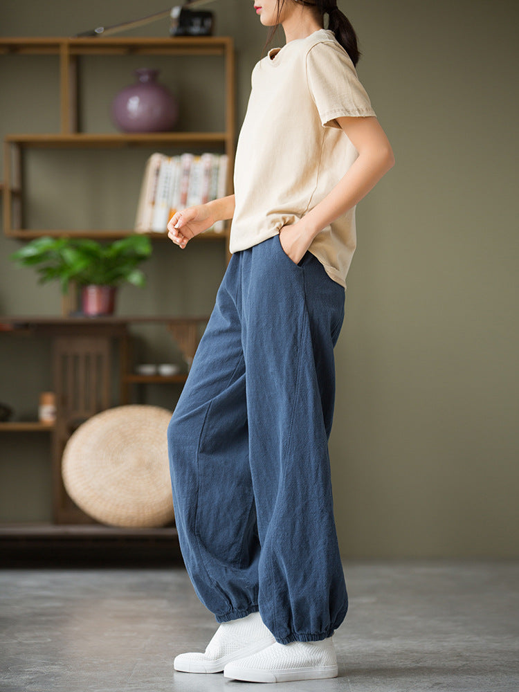 Women's casual linen pants,vintage cotton linen pants