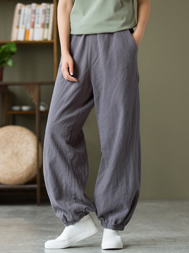 Women's casual linen pants,vintage cotton linen pants