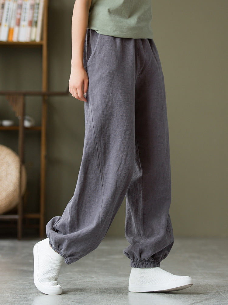 Women's casual linen pants,vintage cotton linen pants