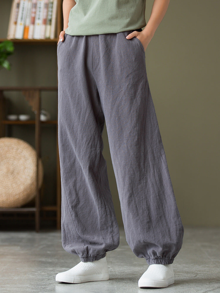 Women's casual linen pants,vintage cotton linen pants