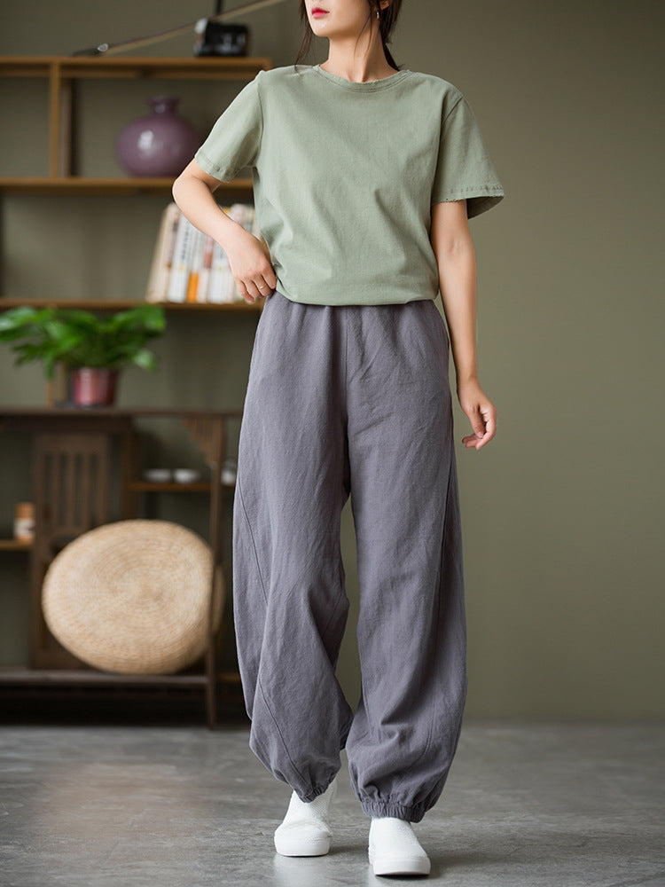 Women's casual linen pants,vintage cotton linen pants