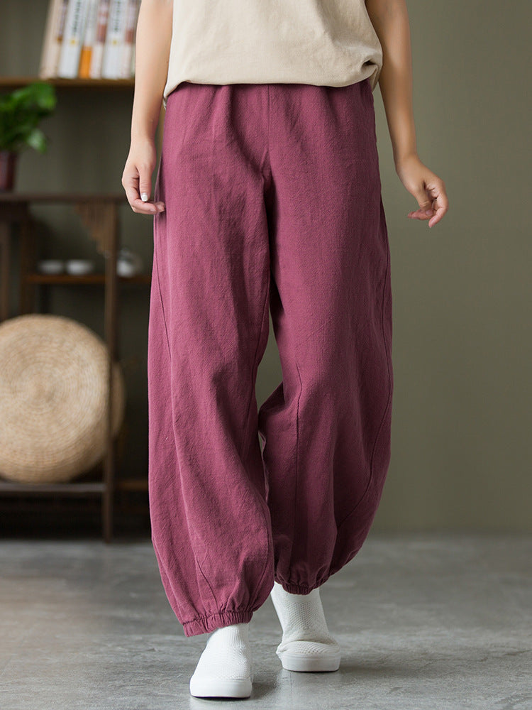 Women's casual linen pants,vintage cotton linen pants