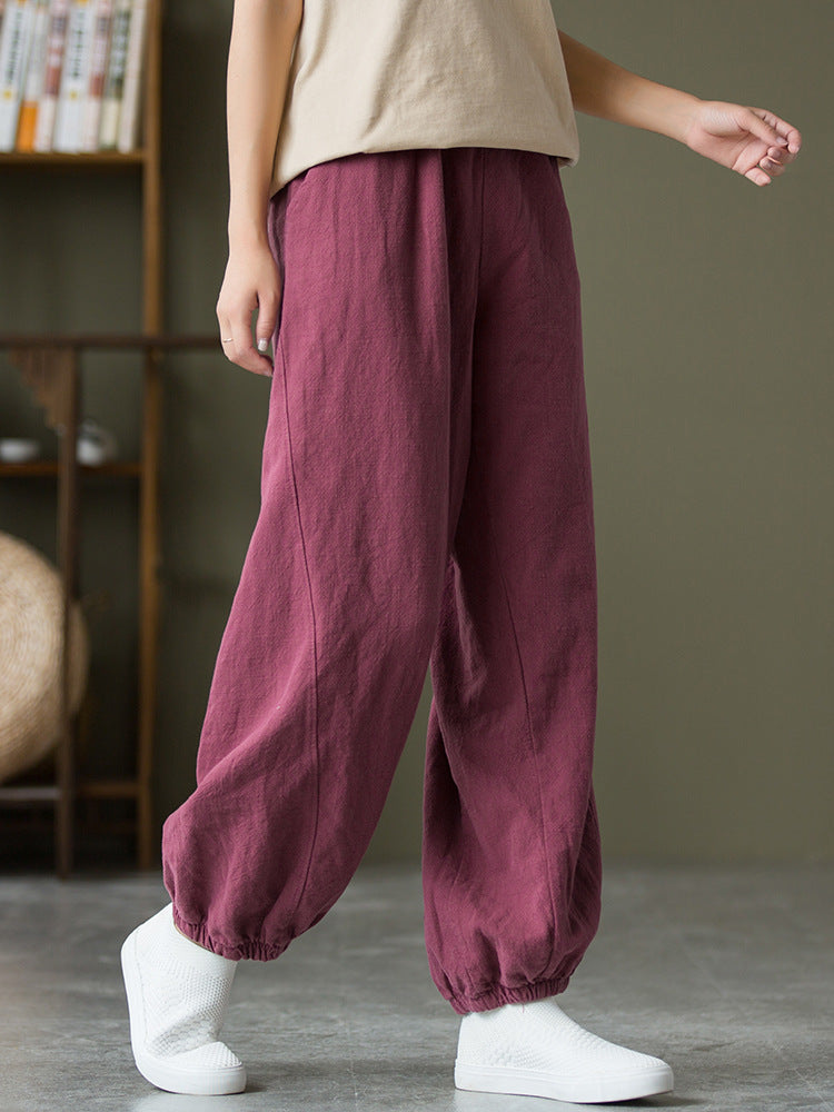 Women's casual linen pants,vintage cotton linen pants