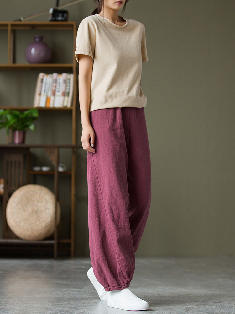 Women's casual linen pants,vintage cotton linen pants