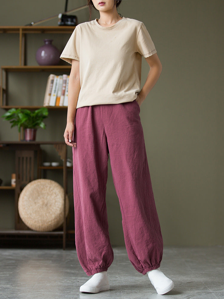 Women's casual linen pants,vintage cotton linen pants