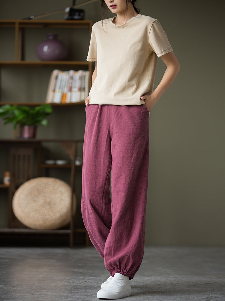 Women's casual linen pants,vintage cotton linen pants