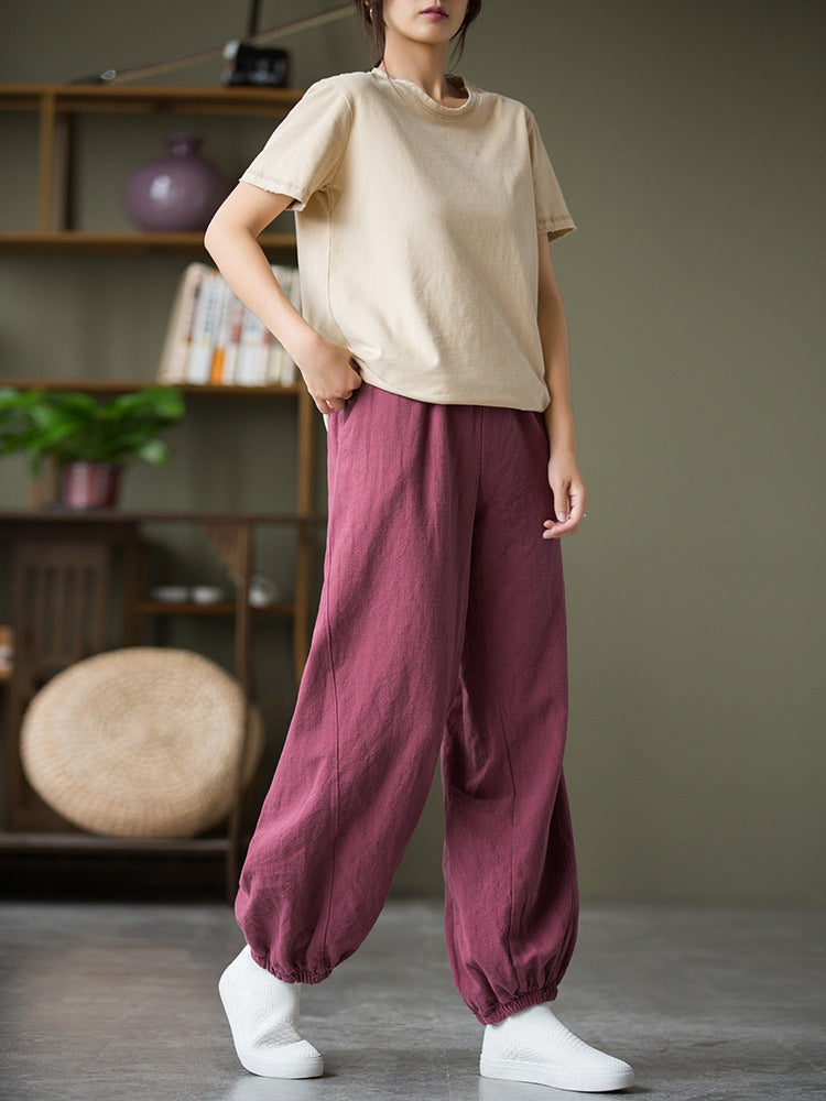 Women's casual linen pants,vintage cotton linen pants