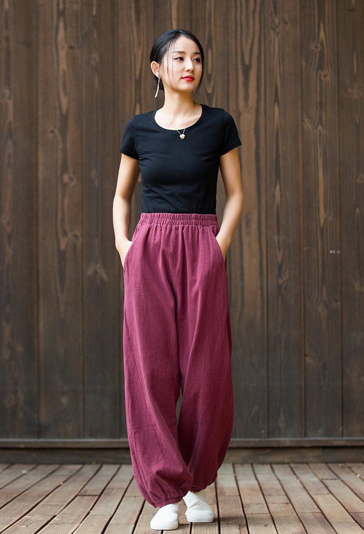 Women's  linen pants,vintage cotton linen pants