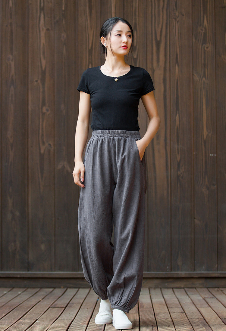 Women's  linen pants,vintage cotton linen pants