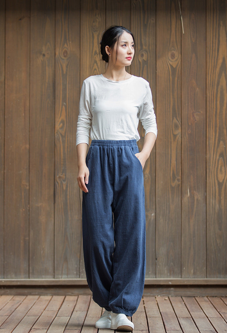 Women's  linen pants,vintage cotton linen pants