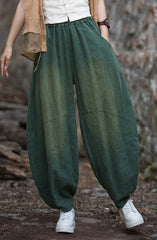 Vintage stonewashed elastic waist summer linen pants