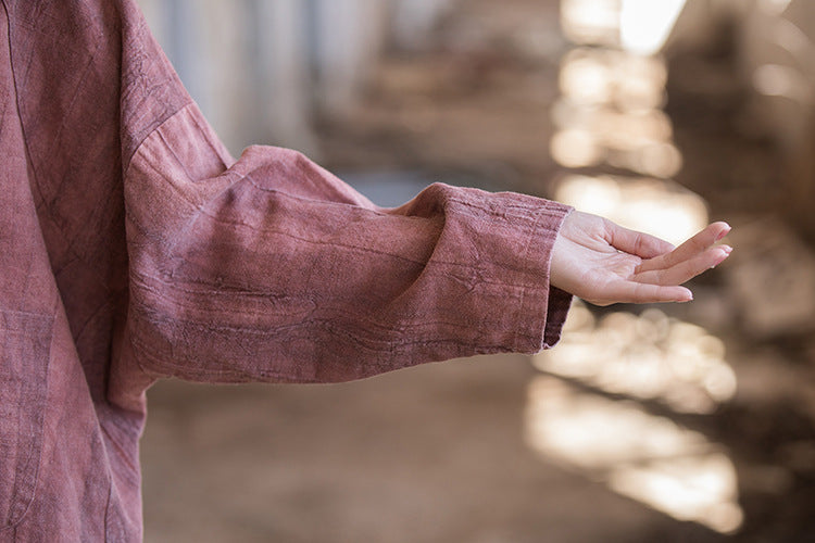 Vintage linen kimono, loose casual V-neck jacket