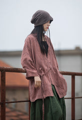 Vintage linen kimono, loose casual stonewashed jacket