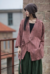 Vintage linen kimono, loose casual stonewashed jacket