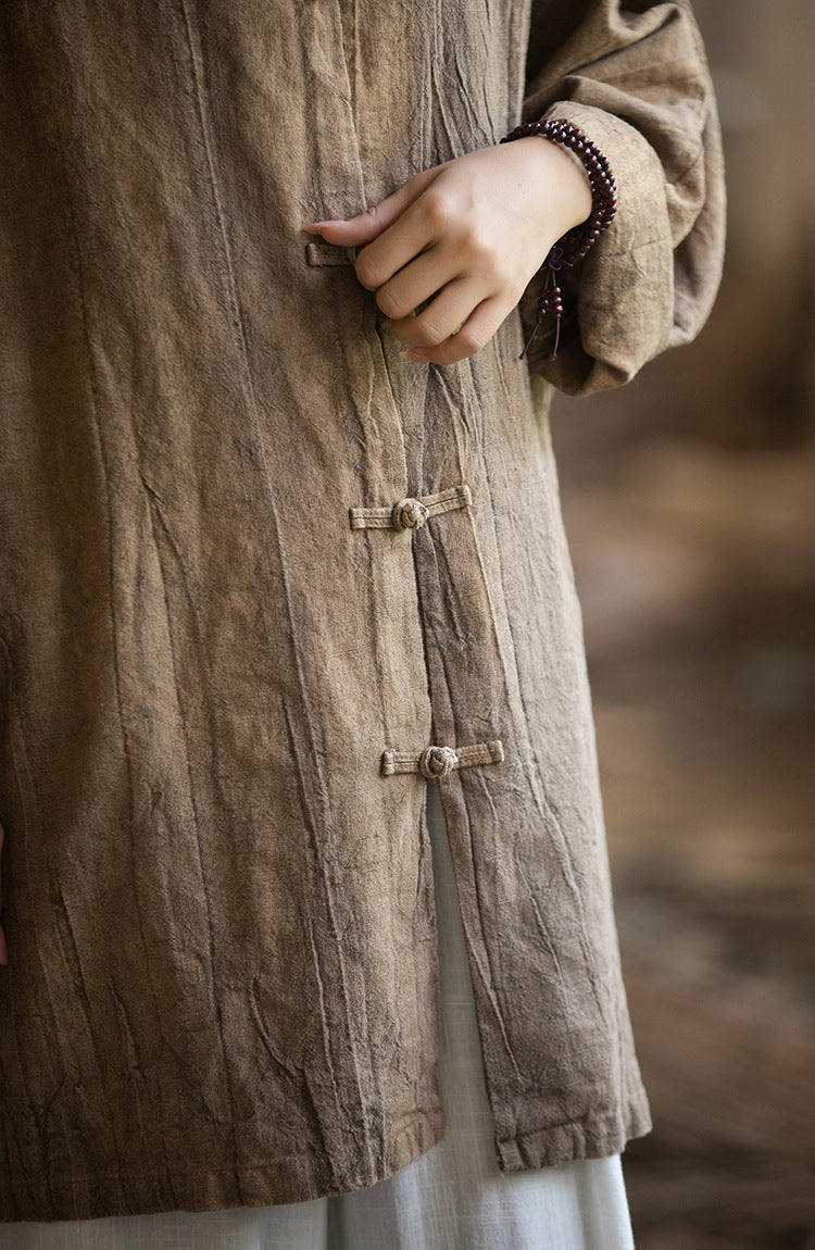 Chinese Linen Frog Button Shirt, Vintage Summer Loose Cotton Shirt