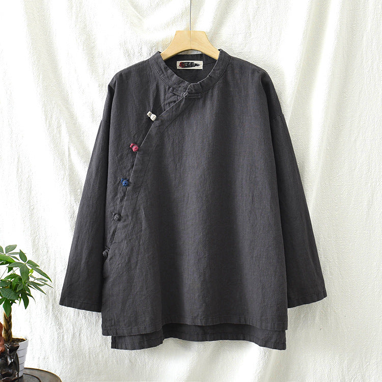 Chinese linen shirt, vintage summer cotton shirt