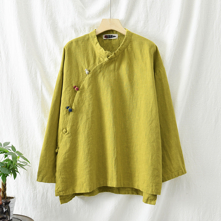 Chinese linen shirt, vintage summer cotton shirt