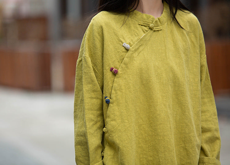 Chinese linen shirt, vintage summer cotton shirt