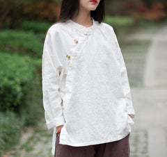 Chinese linen shirt, vintage summer cotton shirt