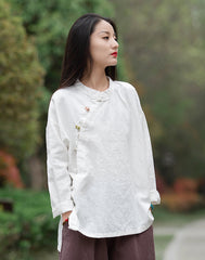 Chinese linen shirt, vintage summer cotton shirt