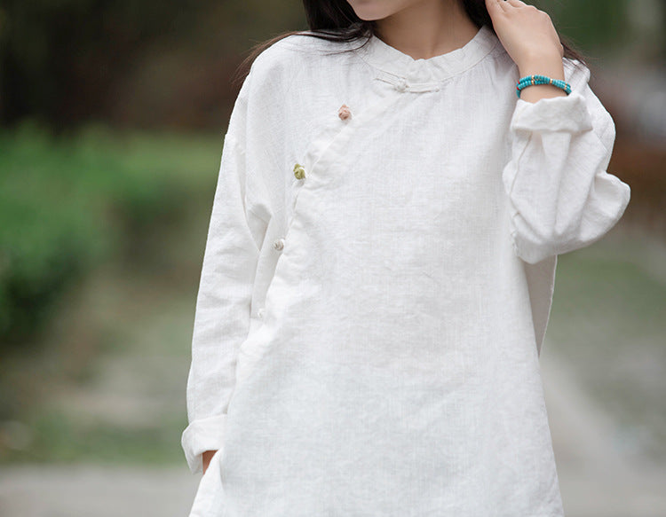 Chinese linen shirt, vintage summer cotton shirt