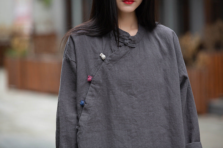 Chinese linen shirt, vintage summer cotton shirt