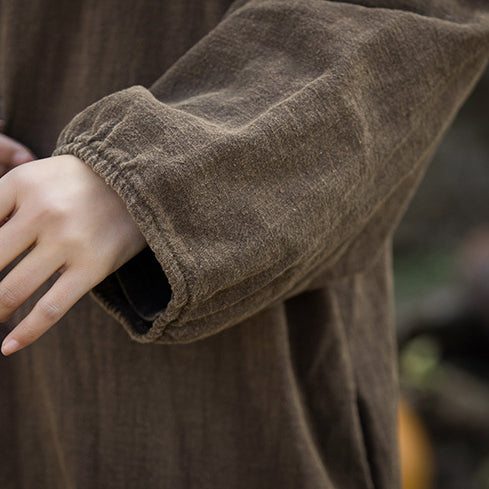 Women's Loose Cotton Linen Long Shirt, Vintage Casual Cotton Linen Washed Jacket Plus Size
