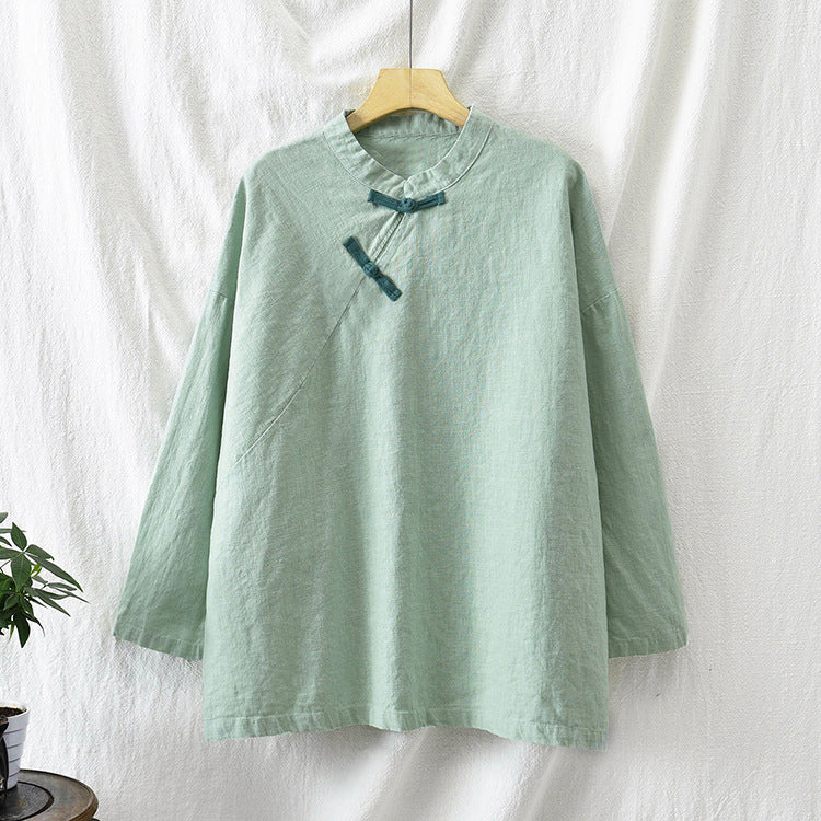 Vintage Chinese Cotton Loose Frog Button Shirt