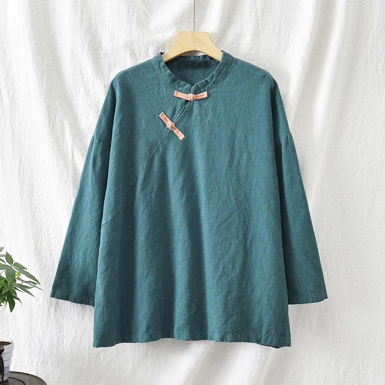 Vintage Chinese Cotton Loose Frog Button Shirt