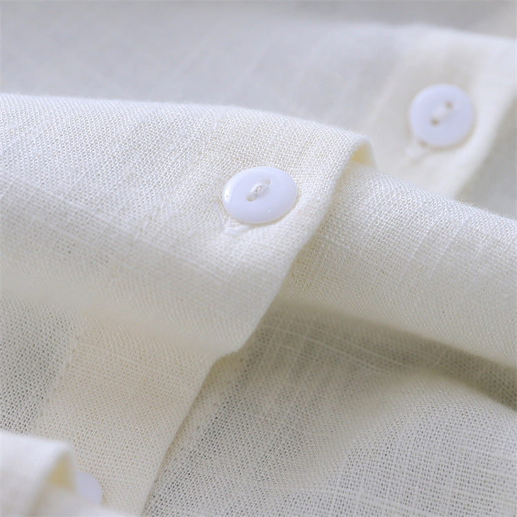 Boat neck cotton linen shirt, summer loose casual shirt