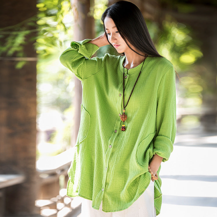 Summer long sleeve cotton shirt,vintage chinese shirt