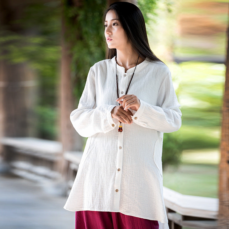 Summer long sleeve cotton shirt,vintage chinese shirt