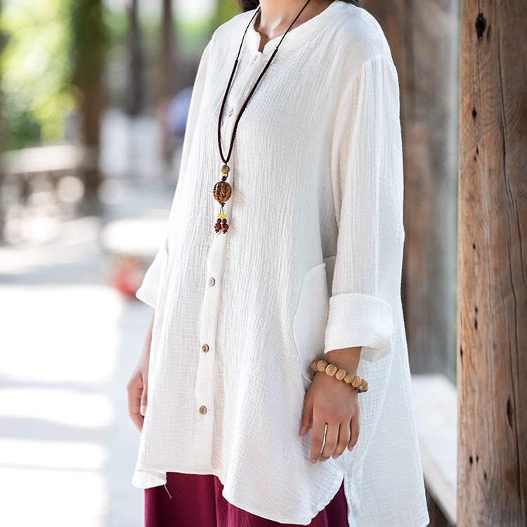 Summer long sleeve cotton shirt,vintage chinese shirt
