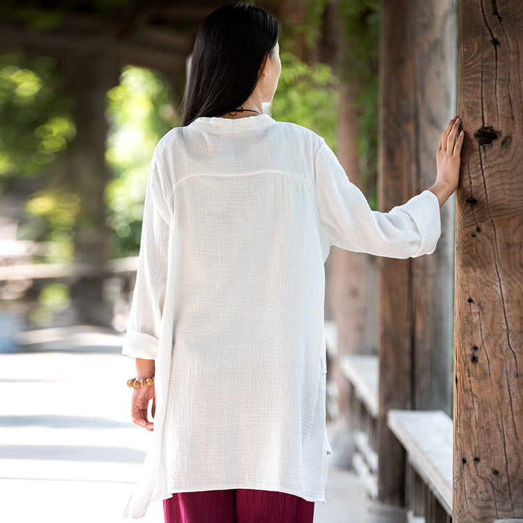 Summer long sleeve cotton shirt,vintage chinese shirt
