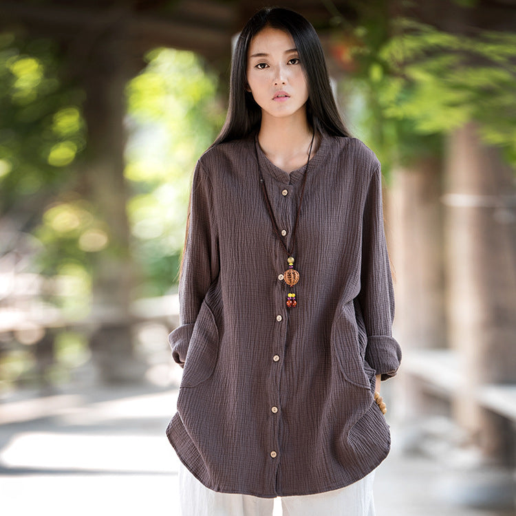 Summer long sleeve cotton shirt,vintage chinese shirt