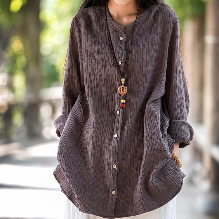 Summer long sleeve cotton shirt,vintage chinese shirt
