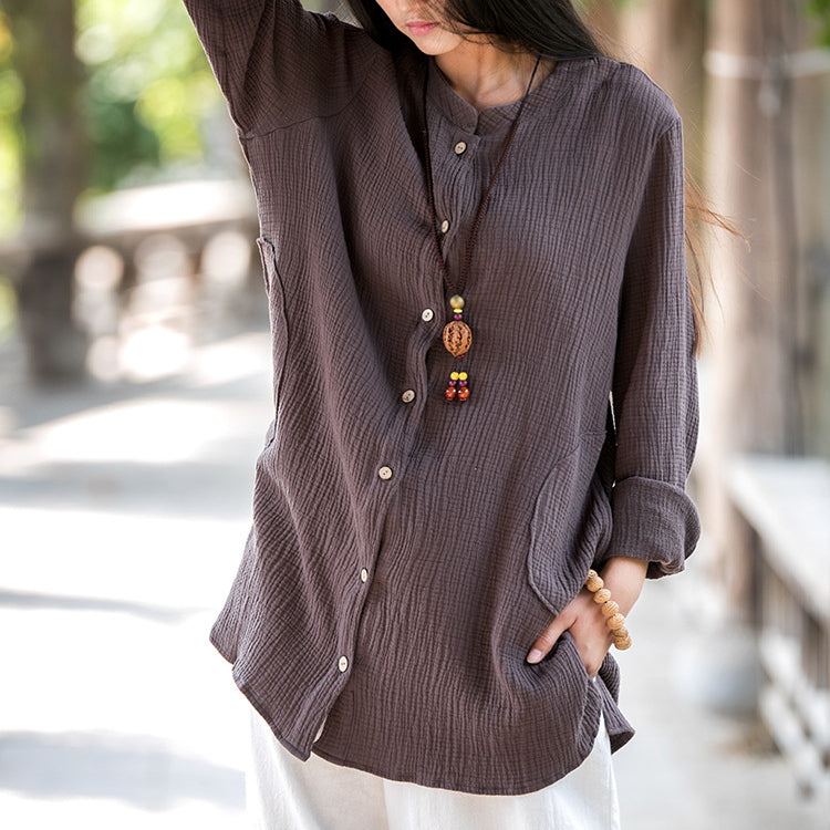 Summer long sleeve cotton shirt,vintage chinese shirt