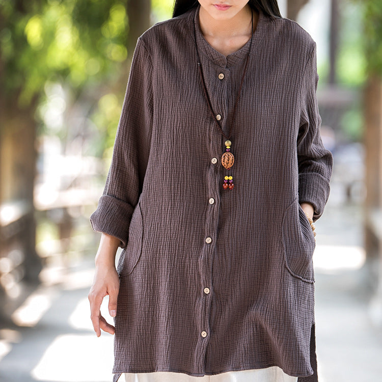Summer long sleeve cotton shirt,vintage chinese shirt