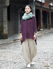 Summer long-sleeved cotton T-shirt,Vintage Chinese Shirt