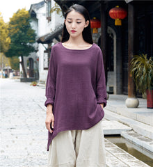 Summer long-sleeved cotton T-shirt,Vintage Chinese Shirt