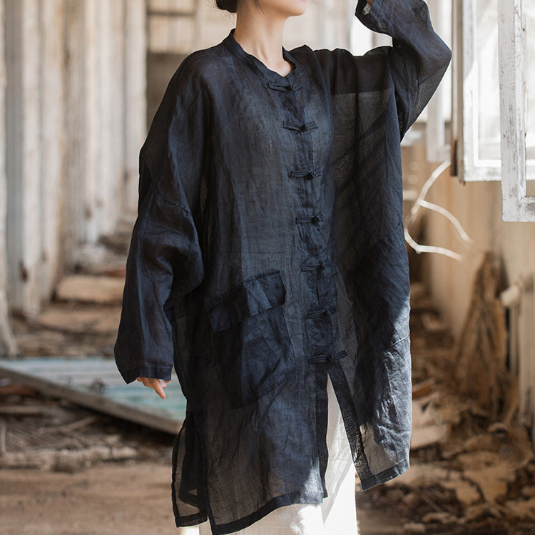 Summer Ramie Shirt Plus size,Chinese Loose Linen Shirt Plus size