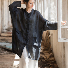 Summer Ramie Shirt Plus size,Chinese Loose Linen Shirt Plus size