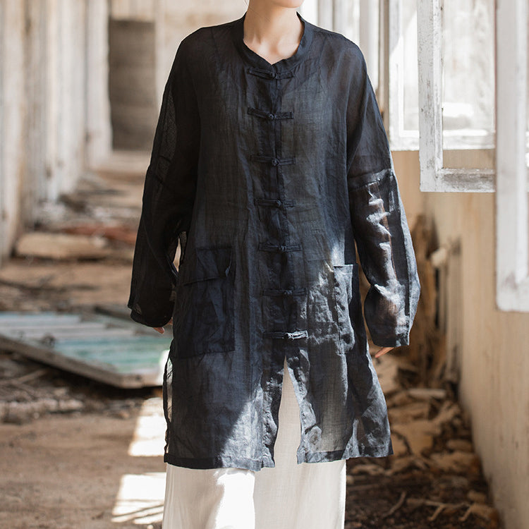 Summer Ramie Shirt Plus size,Chinese Loose Linen Shirt Plus size