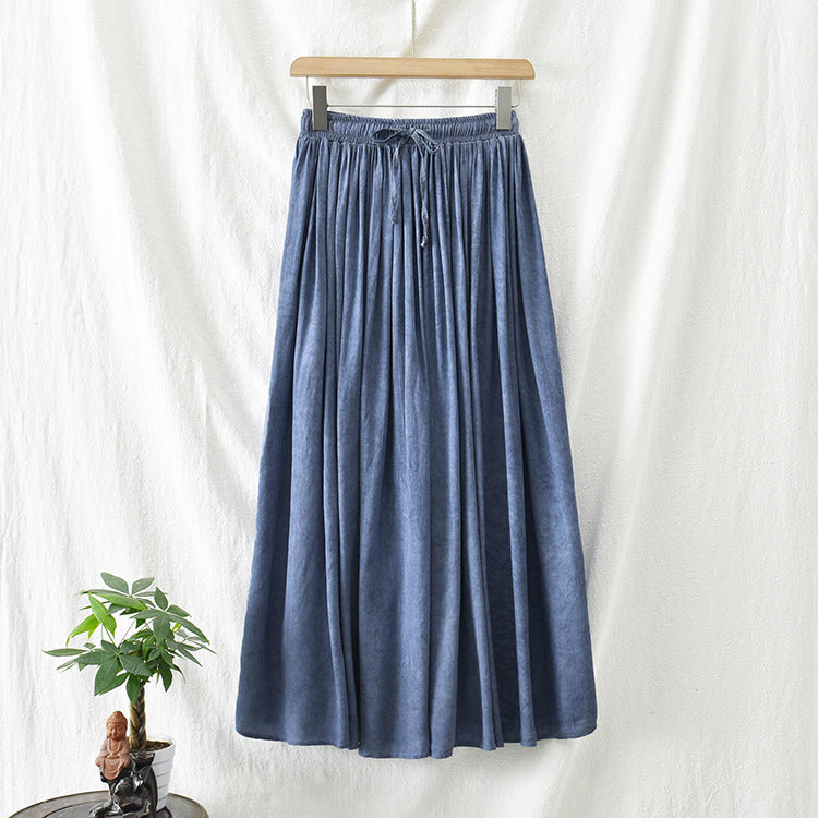 Summer tie-dye cotton skirt, loose casual elastic waist skirt