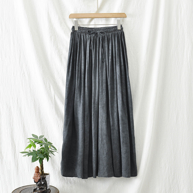 Summer tie-dye cotton skirt, loose casual elastic waist skirt