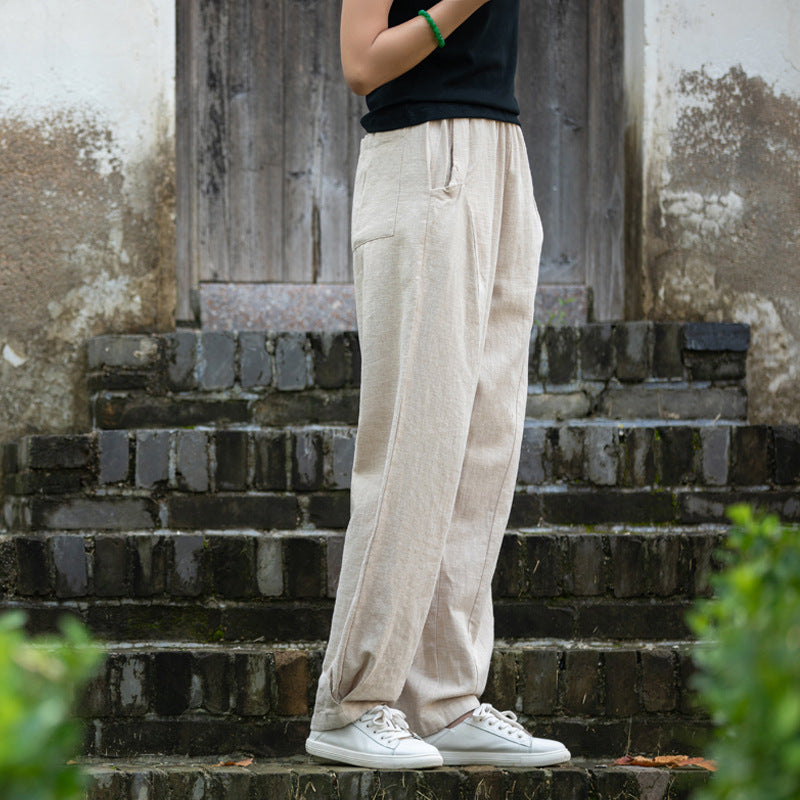 Summer/Winter Linen Pants, Loose Casual Elastic Waist Linen Pants