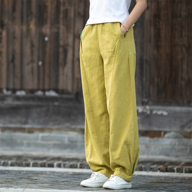 Summer/Winter Linen Pants, Loose Casual Elastic Waist Linen Pants