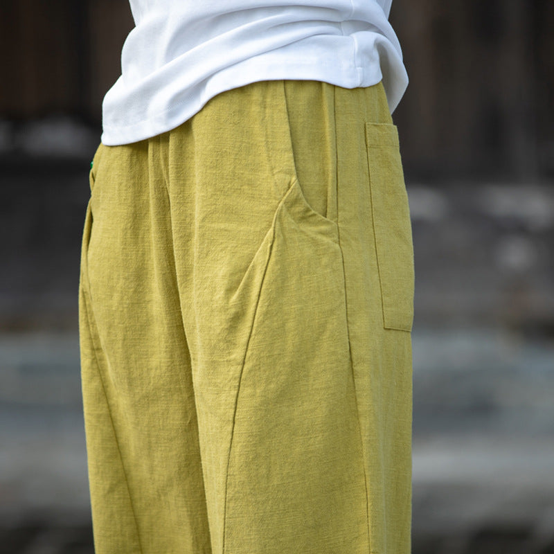 Summer/Winter Linen Pants, Loose Casual Elastic Waist Linen Pants