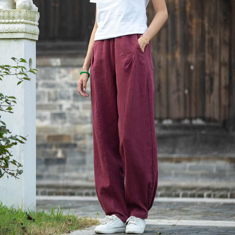 Summer/Winter Linen Pants, Loose Casual Elastic Waist Linen Pants